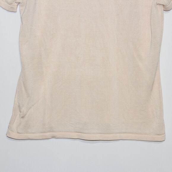 Liz Claiborne Collection 100% Silk Short Sleeve Top Cream Size Large - Picture 7 of 8
